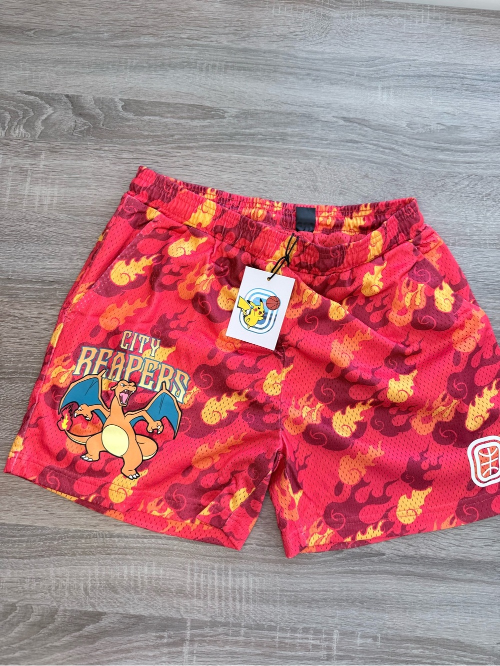 Overtime Pokemon Red Flame Print Charizard Athletic Shorts - Unbranded
